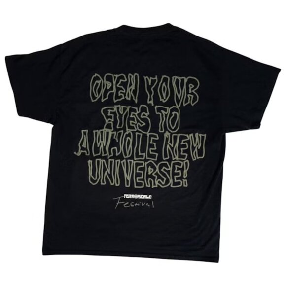 Travis Scott Astroworld 2021 Starry Eyed Astrofest Black Tee - Size XL & XXL - Picture 2 of 2